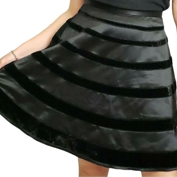 Behnaz Sarafpour for Target Black Velvet and Satin Stripe Circle Skirt, Large - Picture 10 of 10